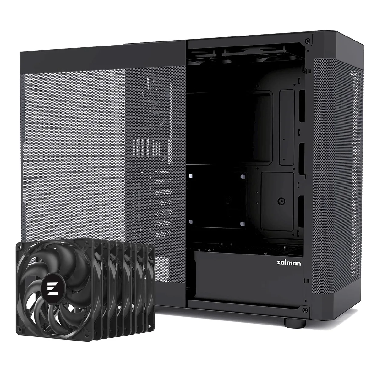 Zalman Zalman i4 ATX Mid-Tower PC Case Black 6x 120mm Fans Vertical GPU Mount 360mm Radiator Support — product photo