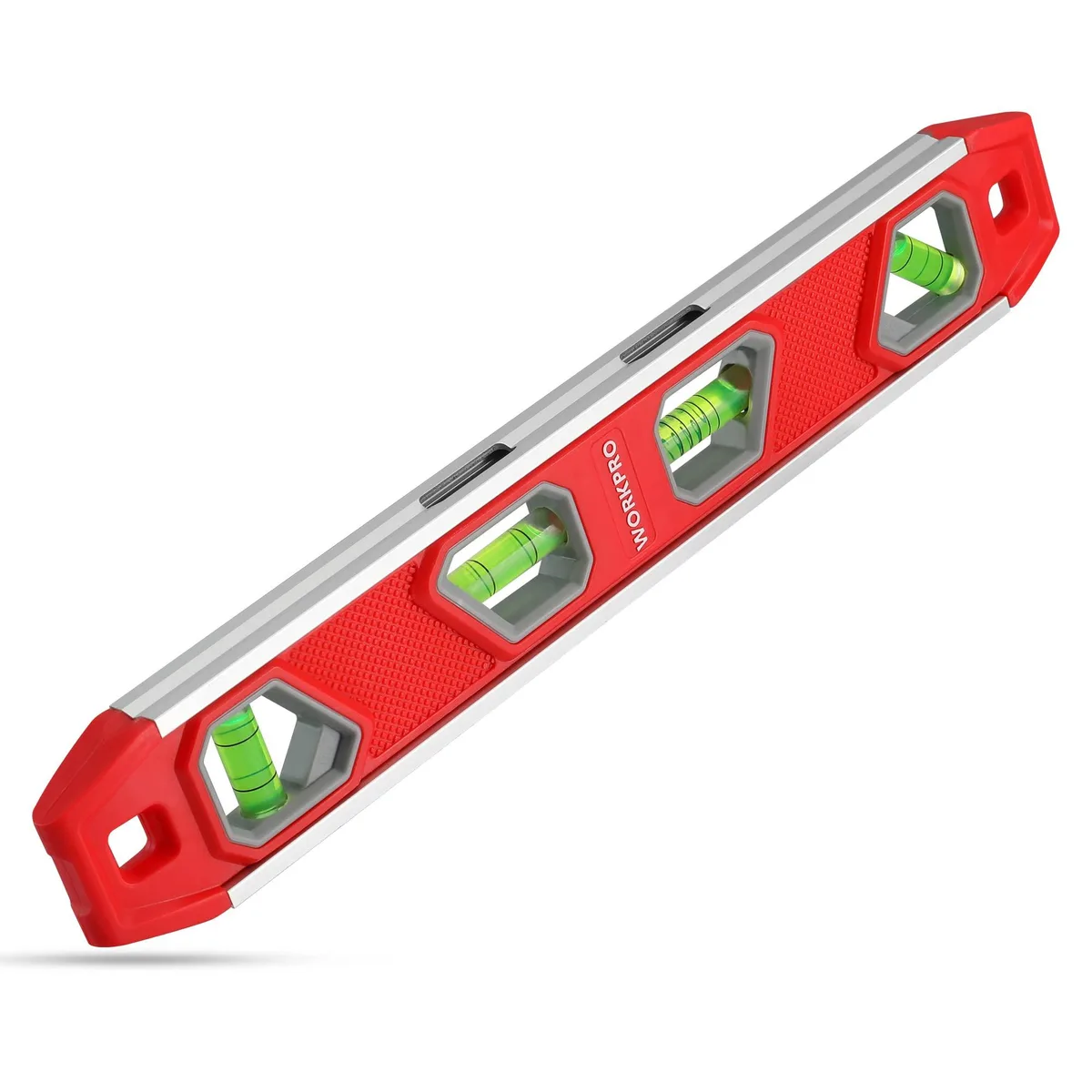 WORKPRO 12 inch torpedo level aluminium frame four vials magnetic edge V groove