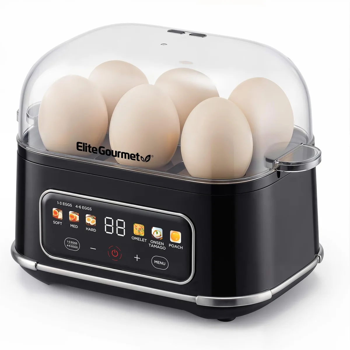 Digital Egg Cooker 6-Egg Onsen Tamago Black — product photo