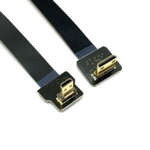 LORDWORLD LORDWORLD 90 Degree Down Angled FPV Micro HDMI Male to Mini HDMI FPC Flat Cable 20cm 1080p 60hz — product photo