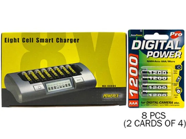 Maha Energy Corp. Maha Energy Corp. MH-C800S Eight-Slot Smart Charger & 8 AAA NiMH AccuPower Micro Batteries 1200 mAh — product photo