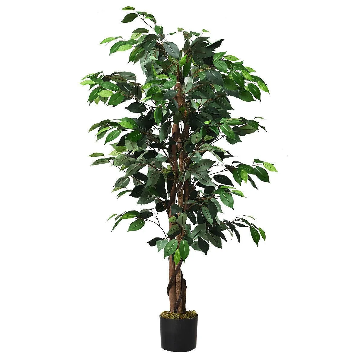 SlickBlue SlickBlue 4 ft Artificial Ficus Silk Tree Green 504 Leaves 5.9" Pot — product photo