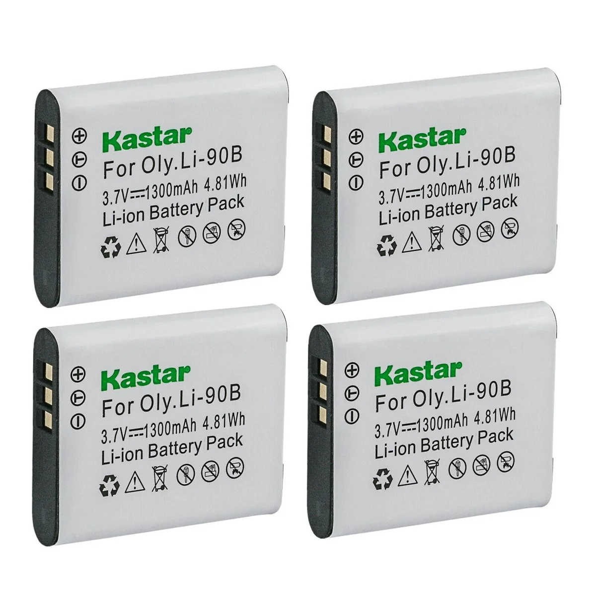 Kastar Kastar 4-Pack Li-Ion 3.7V 1300mAh Battery Replaces Olympus LI-90B LI-92B — product photo