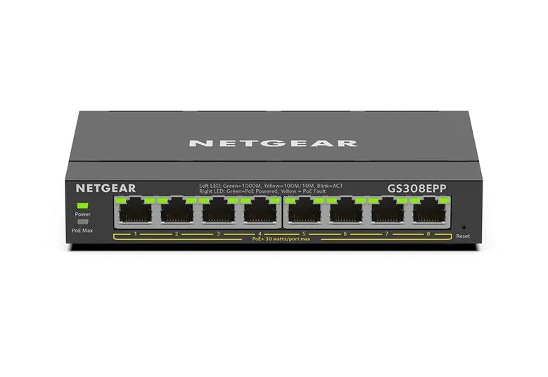 Netgear Inc. Netgear Inc. GS308EPP-100NAS 8-Port PoE+ Gigabit Smart Switch 123W — product photo