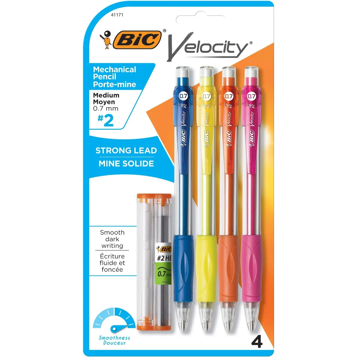 Four blue plastic mechanical pencils 0.7 mm in pack