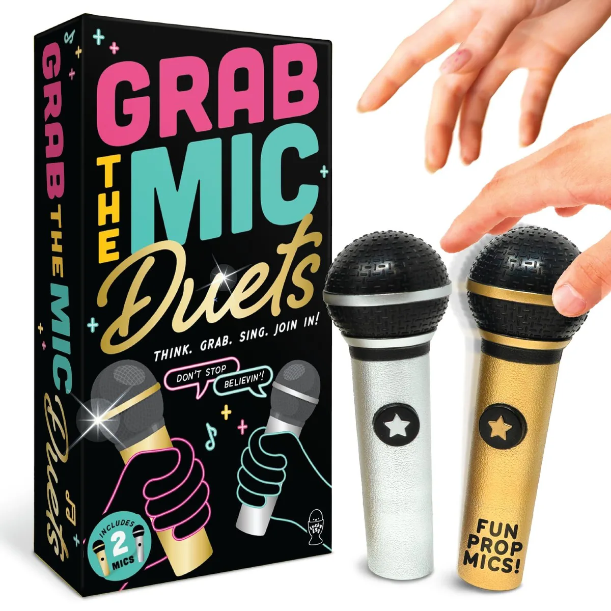  Worry Free Gadgets Grab the Mic Duets Board Game 150 Cards 300 Lyrics 210 Players — product photo