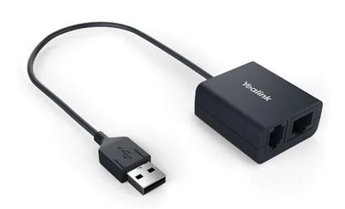 Small black rectangular adapter with USB plug and status LED