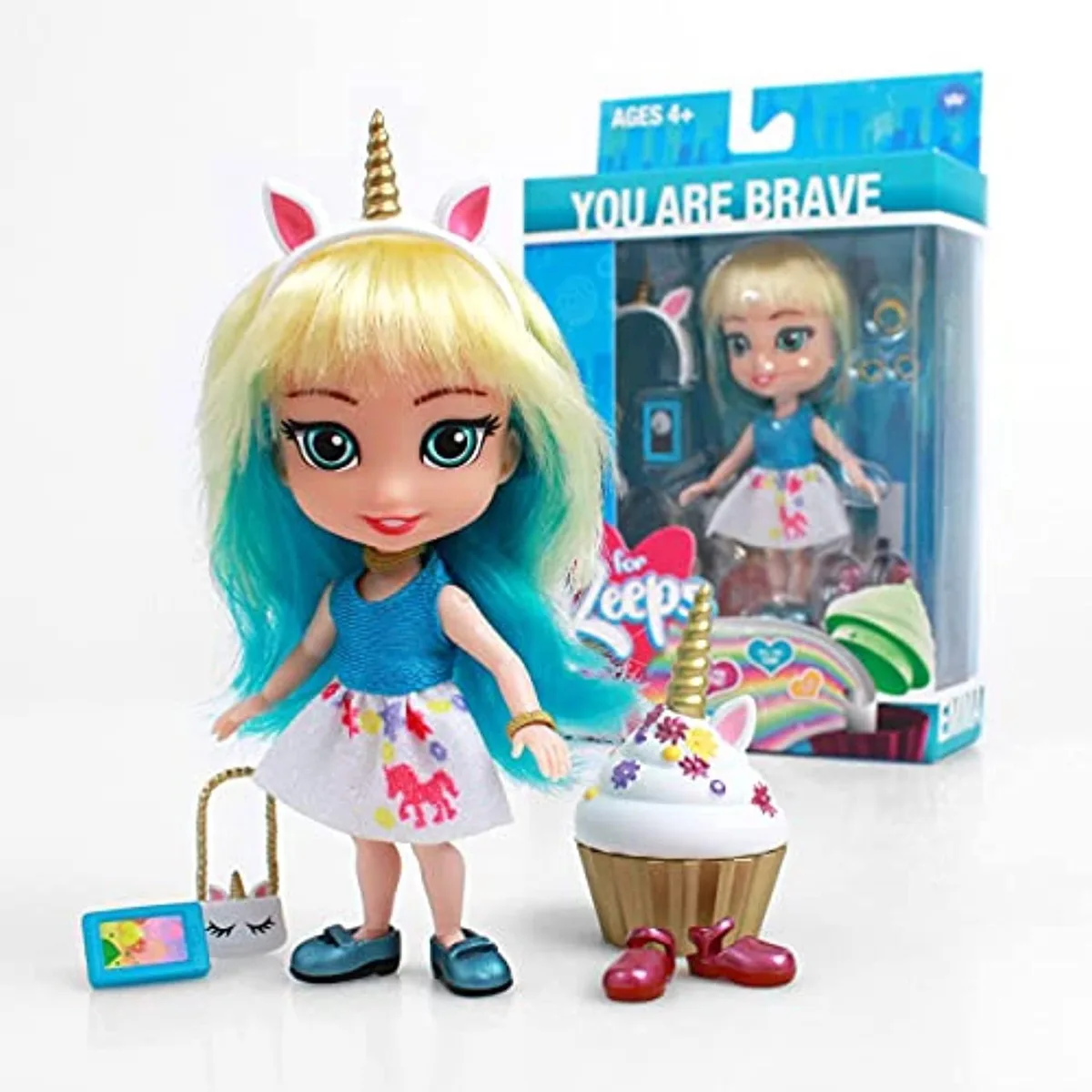 Emma 5.5 inch fashion doll in gift box with unicorn accessories