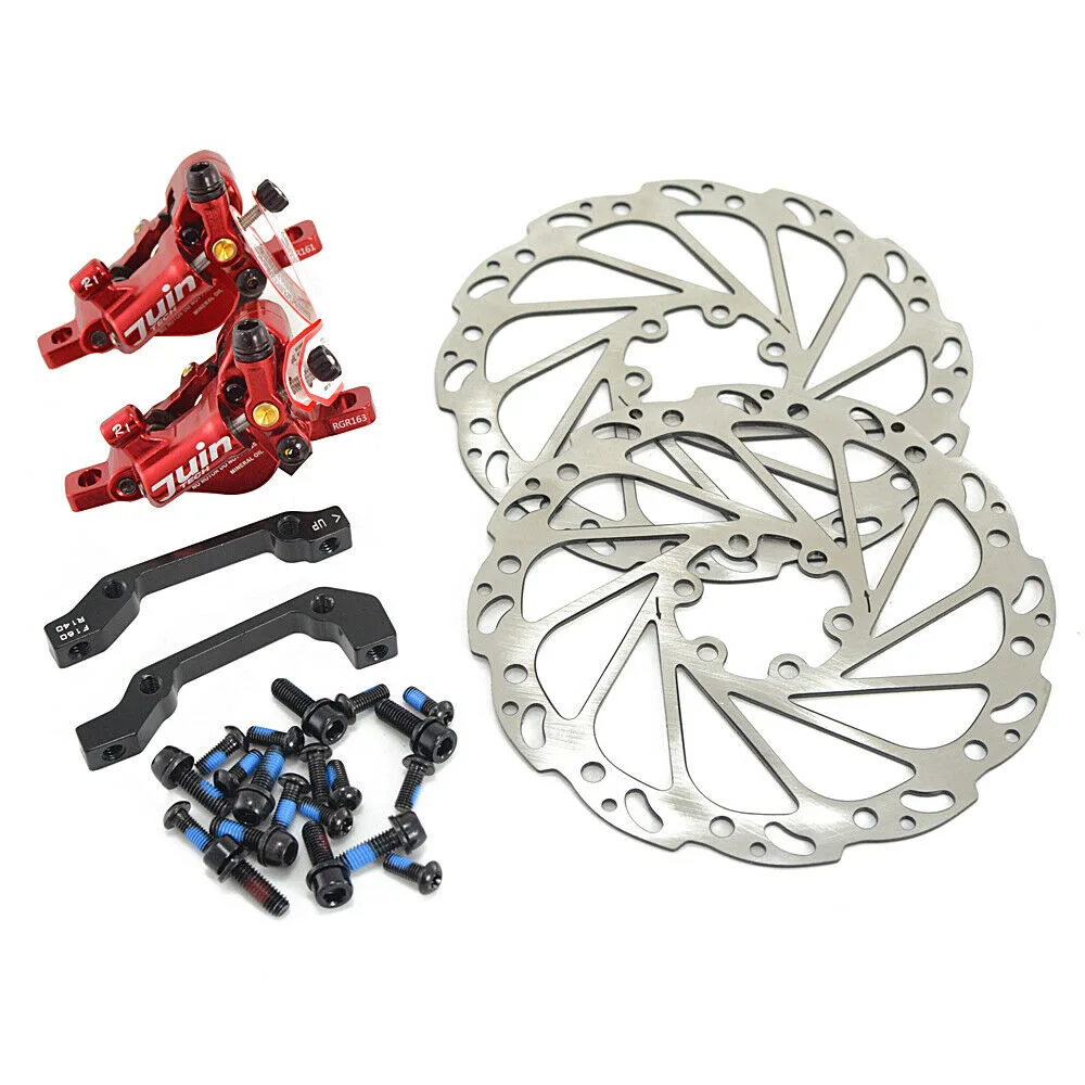 HI_BIKE HI_BIKE JUIN TECH R1 Hydraulic Road CX Disc Brake Set 160mm Red Front Rear — product photo