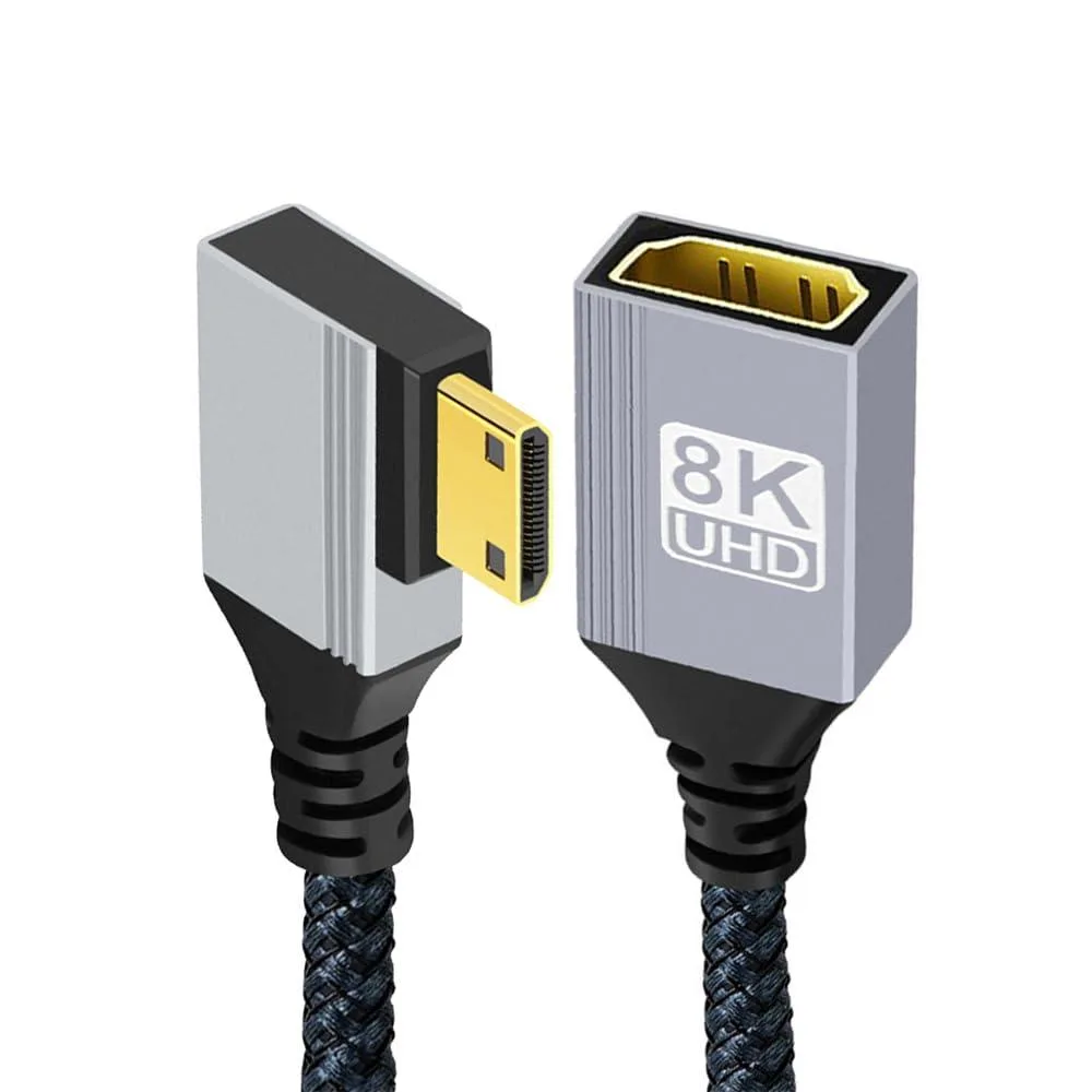 Fervit Fervit Mini HDMI 2.1 Male 90 Degree Right Angled 8K Type-C to HDMI Female Extension Cable — product photo
