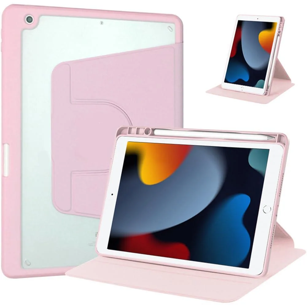 Timoom Timoom 360° Rotatable Clear Acrylic iPad Case with Pencil Holder 10.2" Pink — product photo