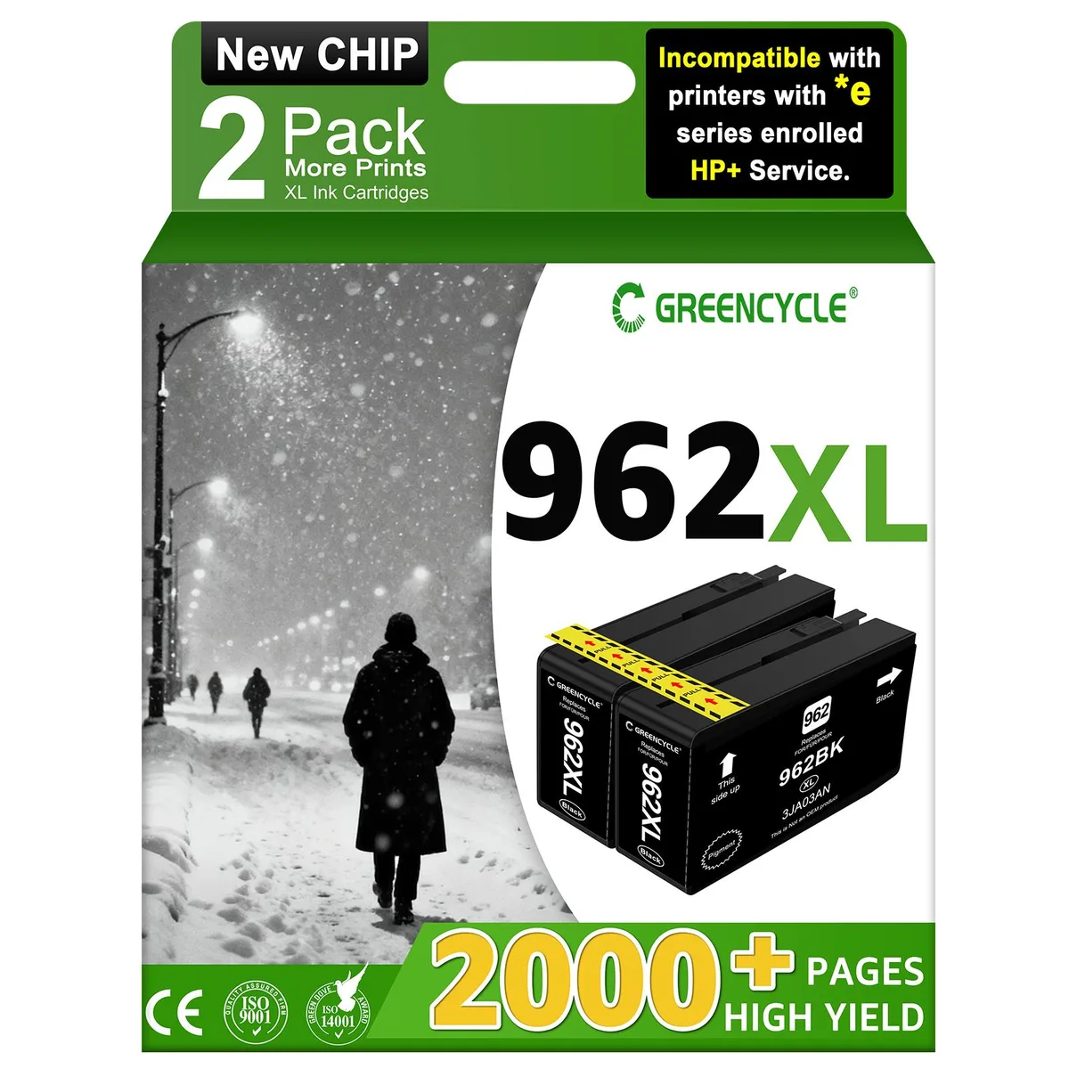 GREENCYCLE GREENCYCLE 962XL Black Ink Cartridge 2 Pack — product photo