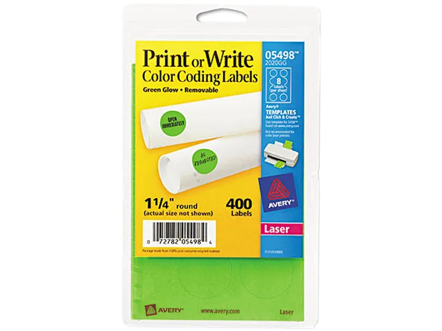 Avery Avery 5498 Removable Color-Coding Labels Neon Green 400 Pack — product photo