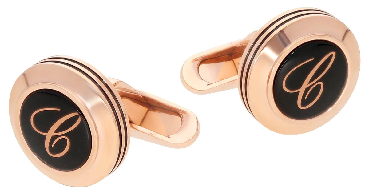 Chopard Chopard Classic "C" Rose Gold-Plated Steel &amp; Glass Cufflinks 95014-0054 — product photo