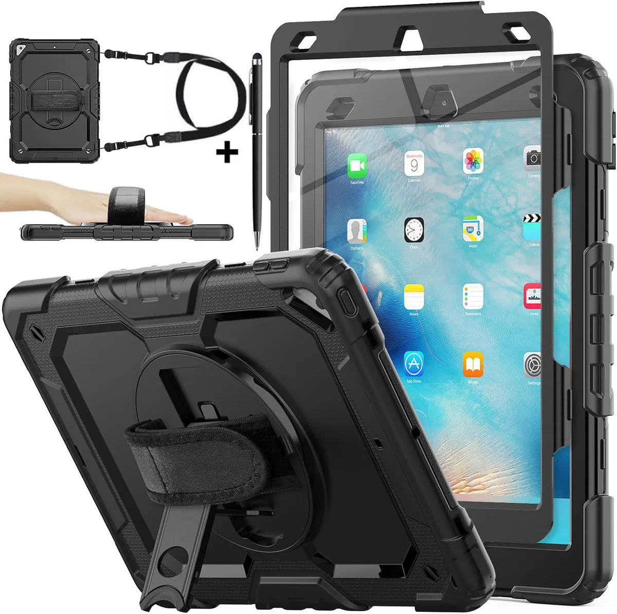 BONAEVER BONAEVER Rugged Case for iPad Air 3 10.5 2019 / iPad Pro 10.5 2017 with Rotating Stand &amp; Shoulder Strap — product photo