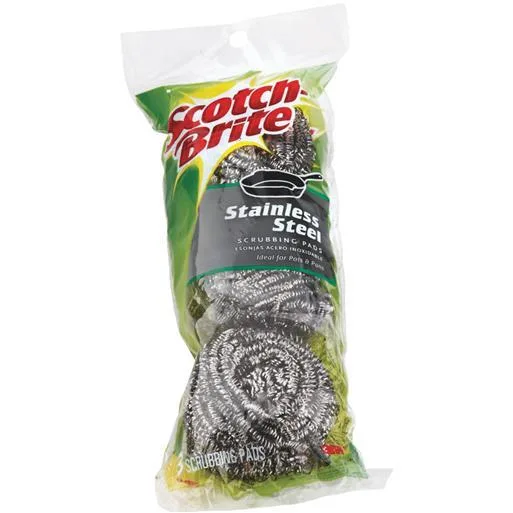 Three stainless steel cleaning pads in a pack