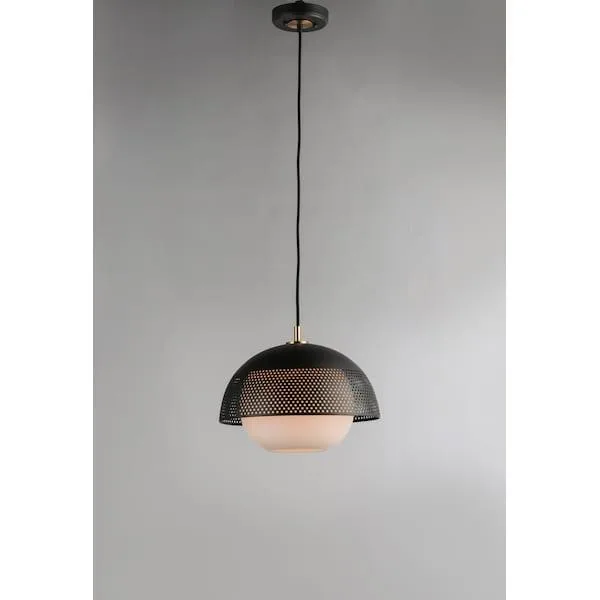 Maxim Mfg. Maxim Mfg. 10082 Perf 1-Light 14.25" Wide Black / Satin Brass pendant — product photo