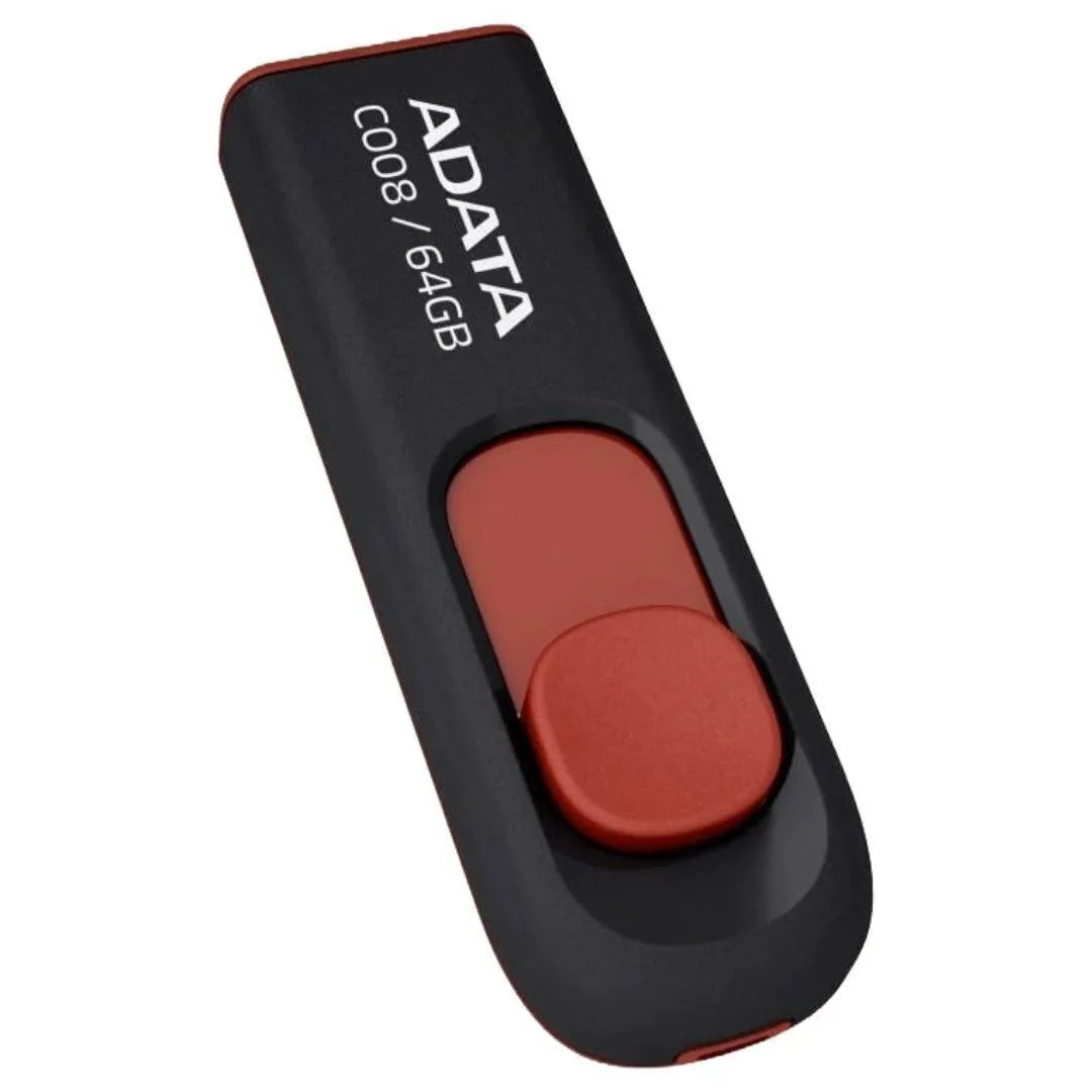 ADATA ADATA C008 64GB USB 2.0 Capless Flash Drive Red — product photo