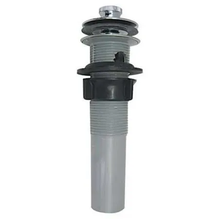 Chrome-finish ABS lavatory drain with overflow and push-pull stopper