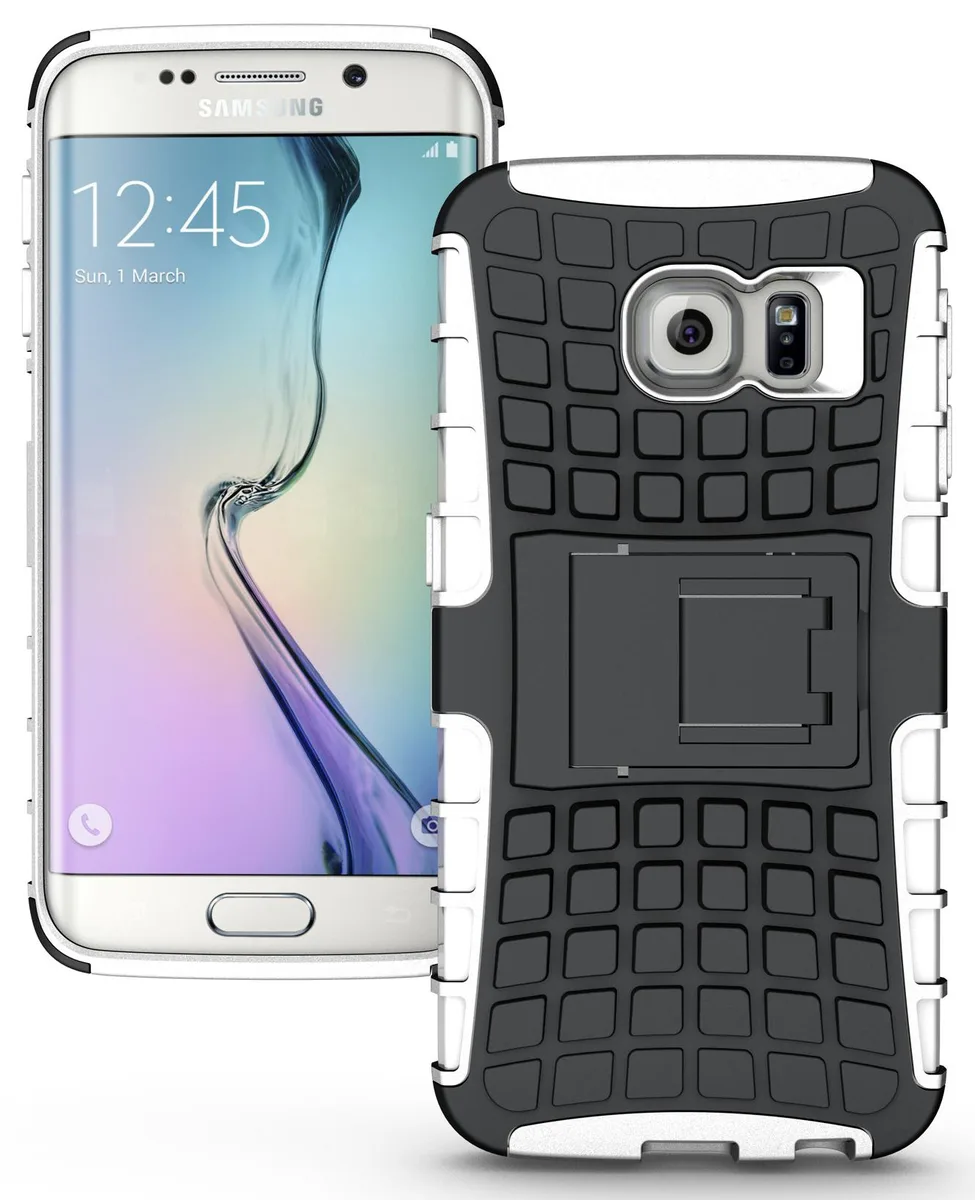 Nakedcellphone Nakedcellphone Grenade Hybrid Case with Stand White/Black for Samsung Galaxy S6 Edge SM-G925 — product photo