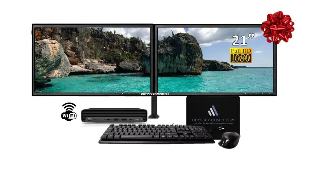 HP HP ProDesk Mini i5-10500T 16GB 512GB NVMe W11 Pro 2x21" Bundle — product photo