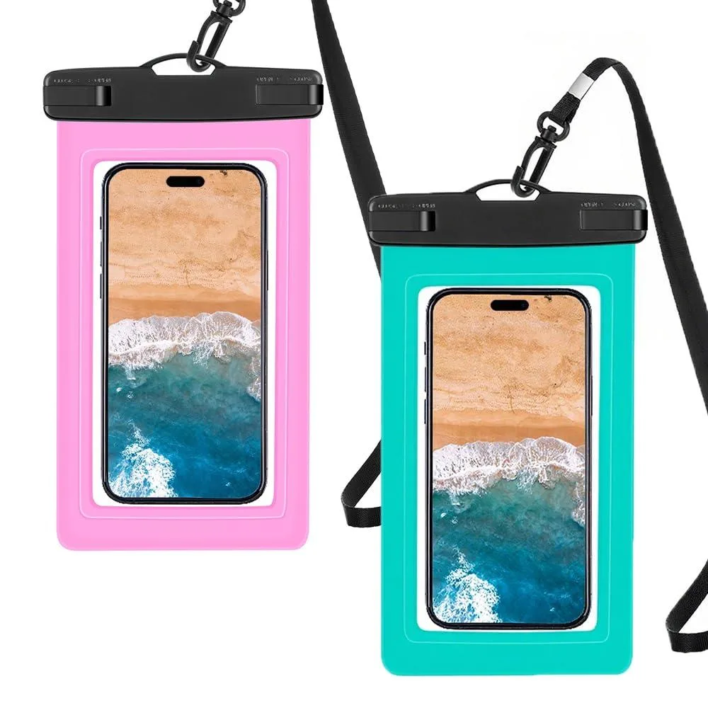 No Sew No Sew Universal Waterproof Phone Case Pouch 2-Pack Black &amp; White Pink&amp;Green — product photo