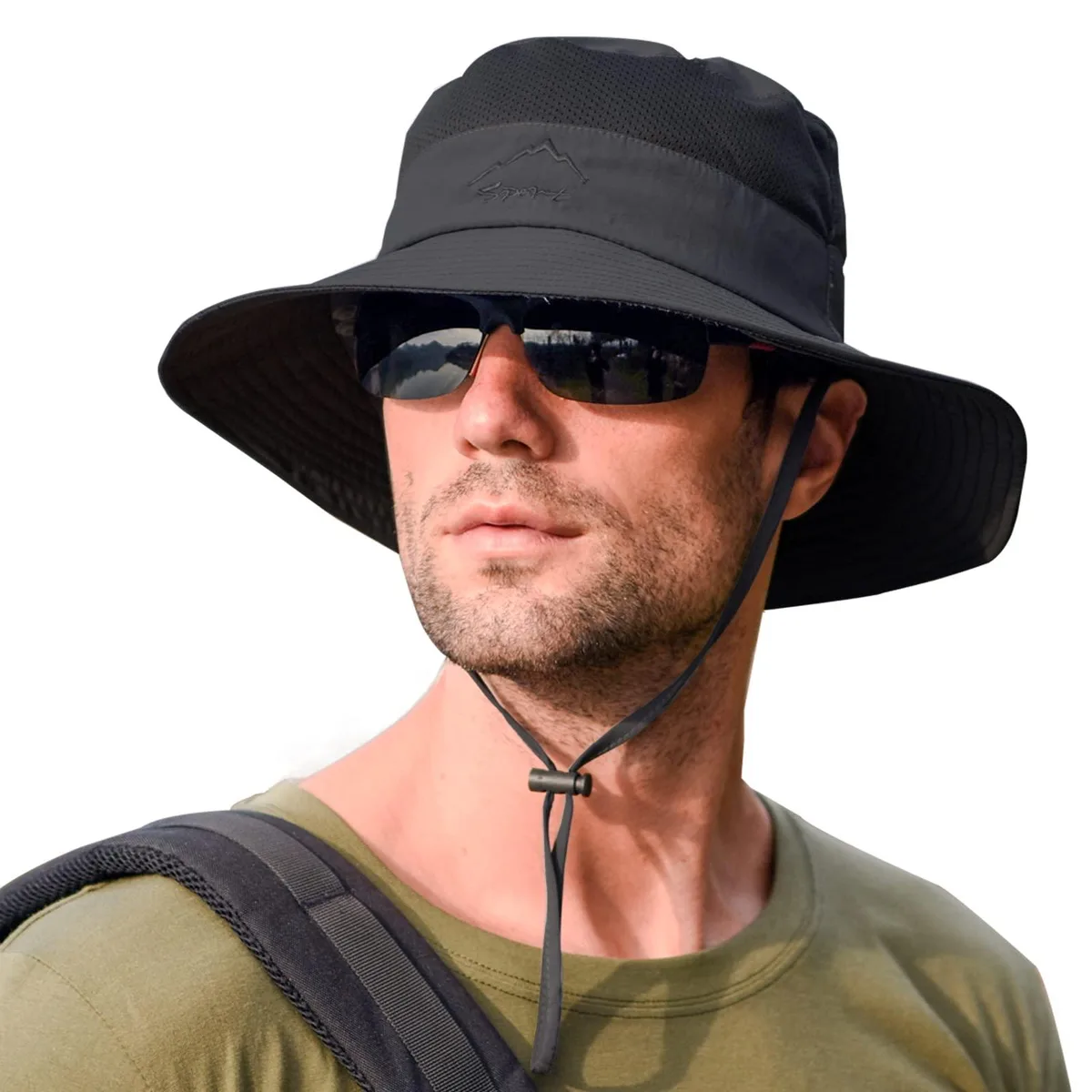 Rosoz Fishing Hat UPF 50+ Black 22"-24.4" 100% Nylon — product photo