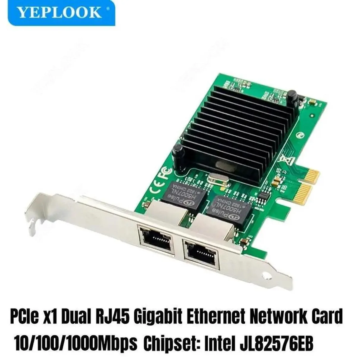 Vszerda Vszerda PCI-E x1 Dual Port RJ45 10/100/1000Mbps Gigabit Ethernet Network Card JL82576EB Chipset — product photo