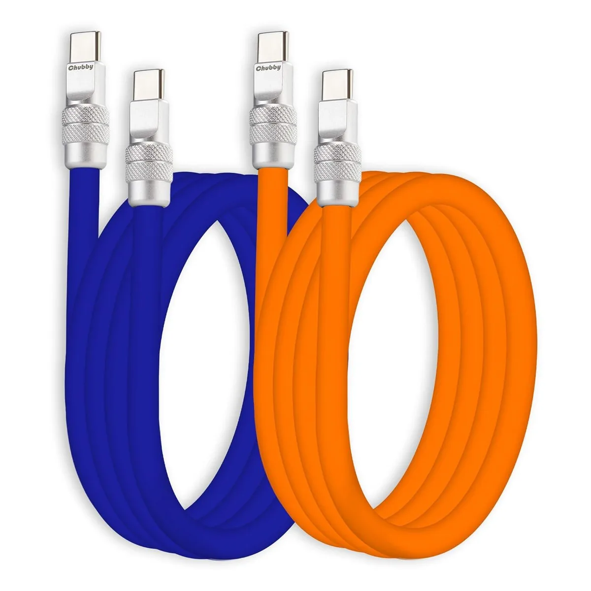 Elestur Elestur Couple Chubby 2 Pack 240W USB-C Cable Dark Blue+Orange 3.3FT — product photo