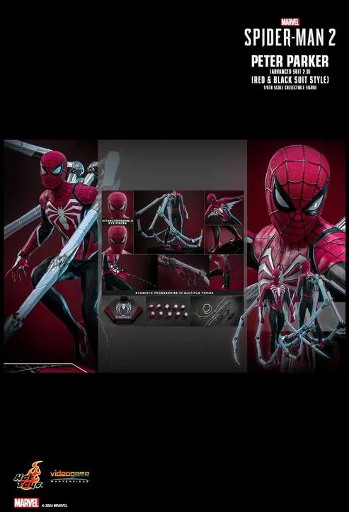Hot Toys Hot Toys VGM66 Spider-Man 2 Peter Parker Advanced Suit 2.0 Red Black Action Figure — product photo