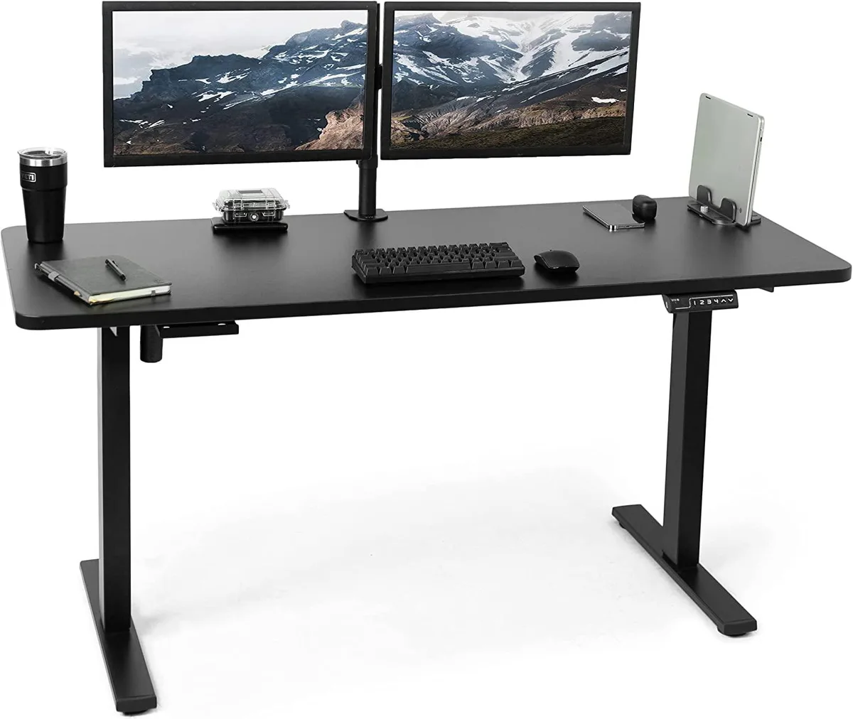 ENVEL ENVEL Electric Height Adjustable Desk 60 x 24 inch Black Solid Top Black Frame — product photo