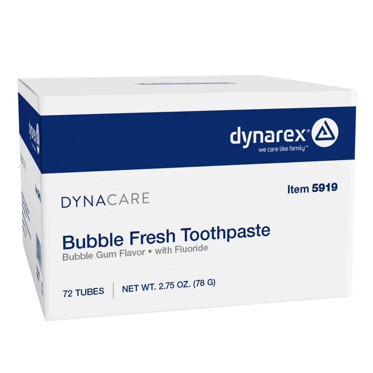 White 2.75 oz toothpaste tube with bubblegum flavor branding