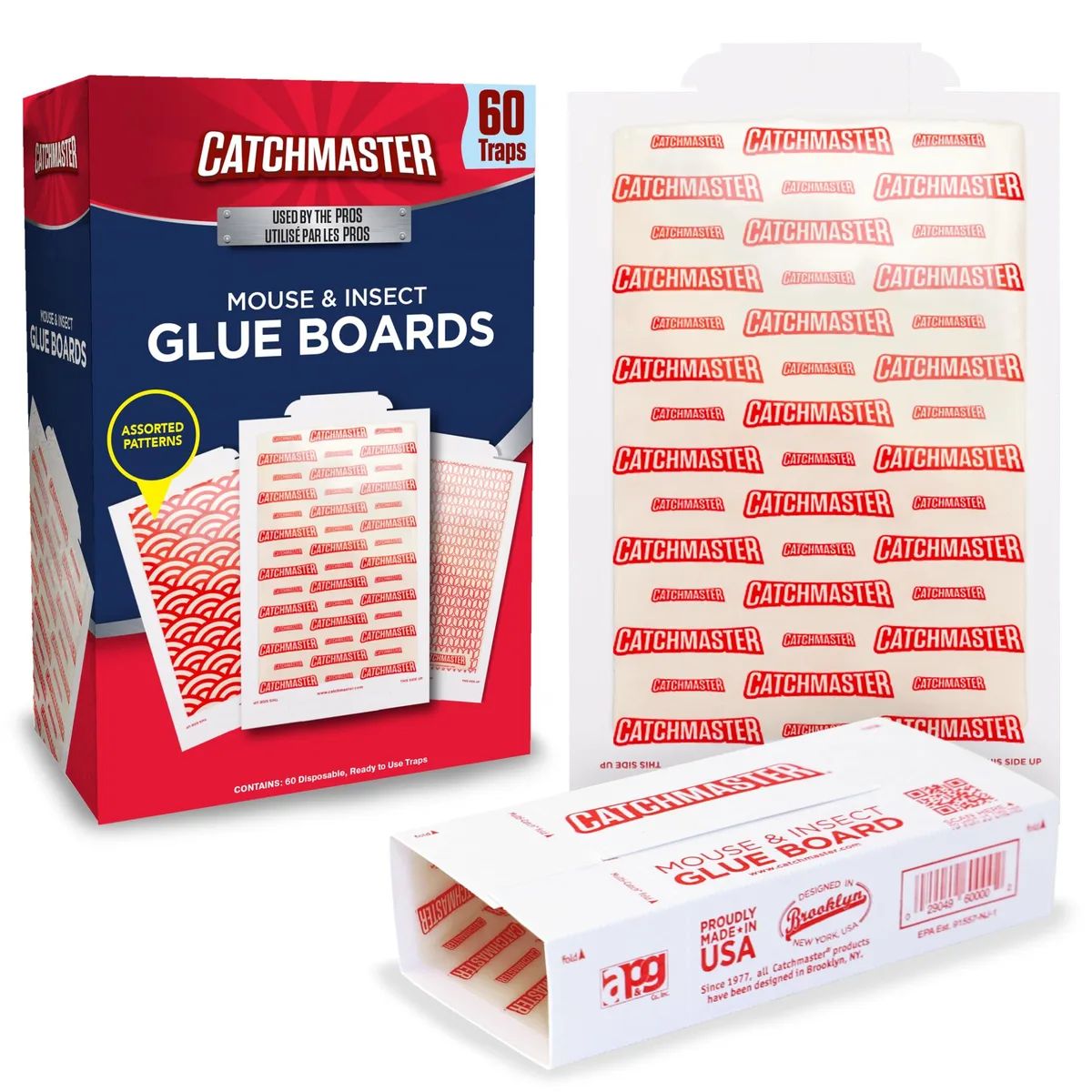 Pack of 60 rectangular glue boards, 5.3 by 8 inches, light adhesive surface