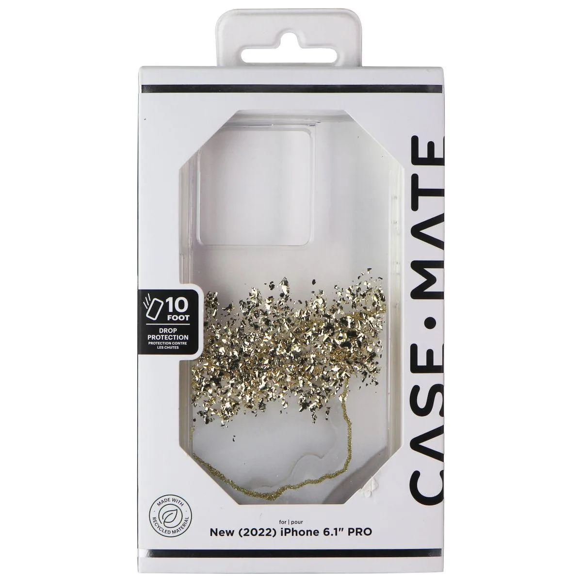 Semi-opaque marbled case with gold foil accents for iPhone 14 Pro