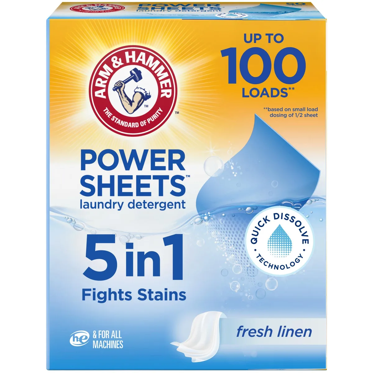  Arm &amp; Hammer 5-in-1 Power Sheets Fresh Linen 50 Count — product photo