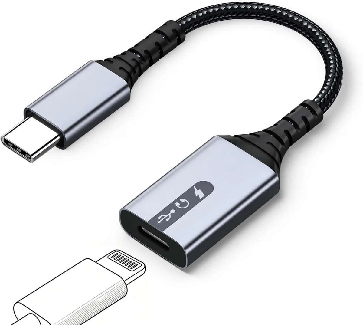 FLEANE FLEANE USB C to Lightning Adapter 3-in-1 for iPhone 15/14/13 iPad Pro/Air/Mini MacBook audio adapter — product photo