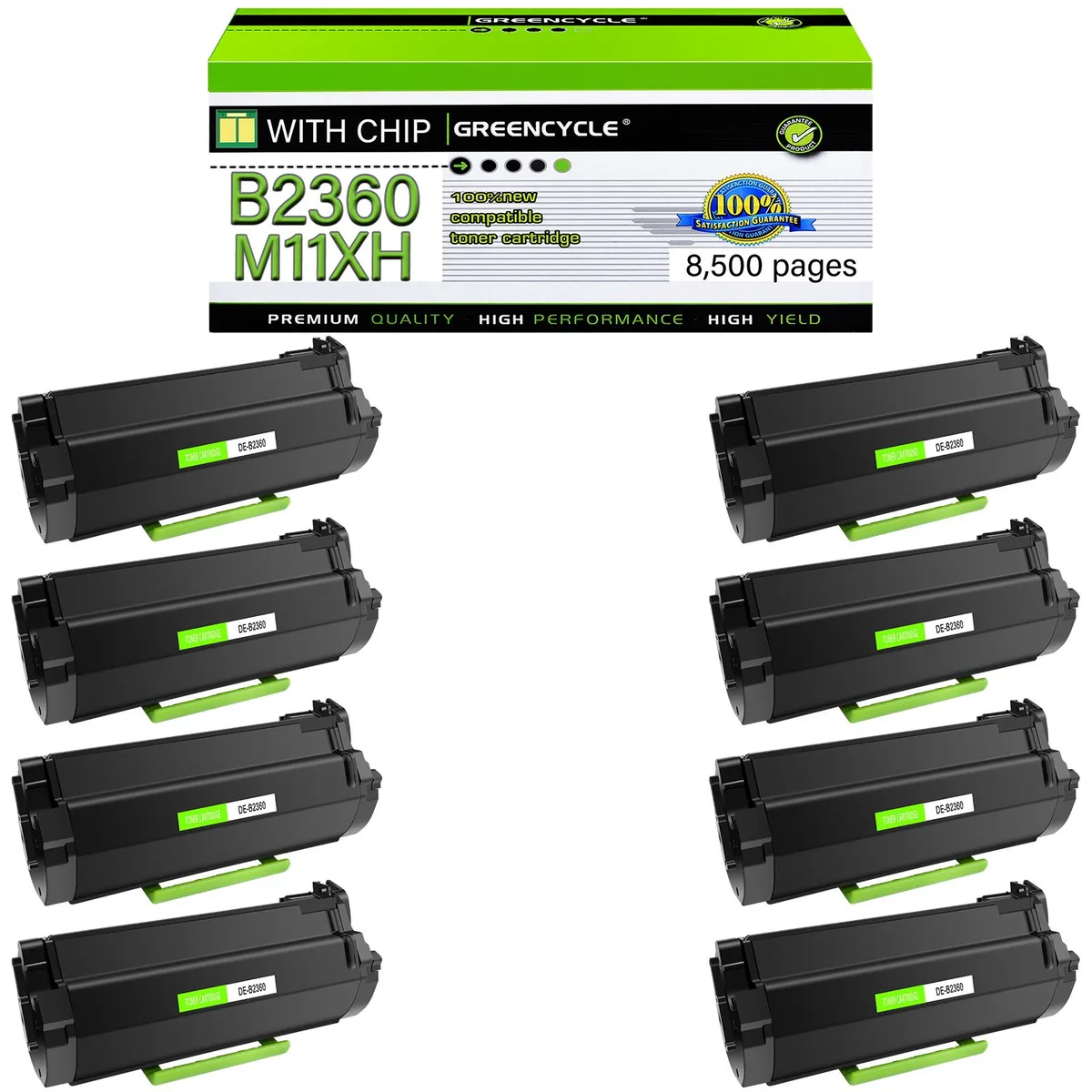 GREENCYCLE GREENCYCLE B2360 M11XH Compatible Toner Cartridge 8-Pack Black 8500 Pages — product photo