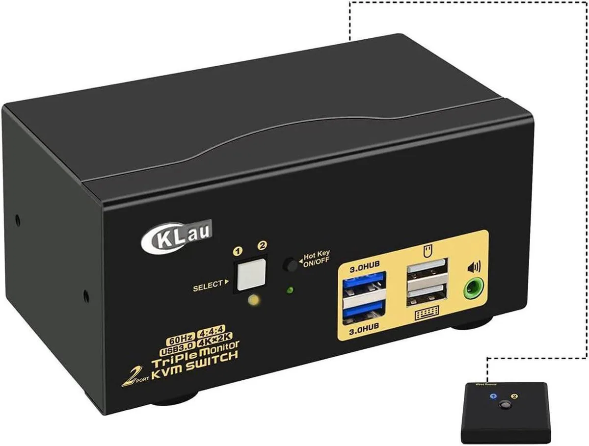 Vszerda Vszerda 4K@60Hz 2 Port HDMI KVM Switch Triple Monitor — product photo