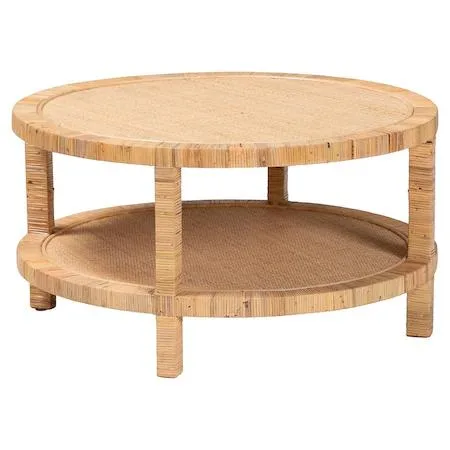 bali &amp; pari bali &amp; pari 245-13734-ZORO Kalimantan Bohemian Light Honey Rattan and Mahogany occasional table — product photo