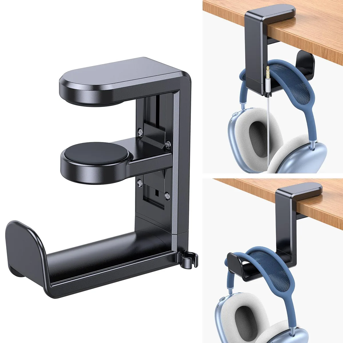  Coolpow DSP-717 Headphone Stand 360° Rotating Clamp .311.9" Black — product photo