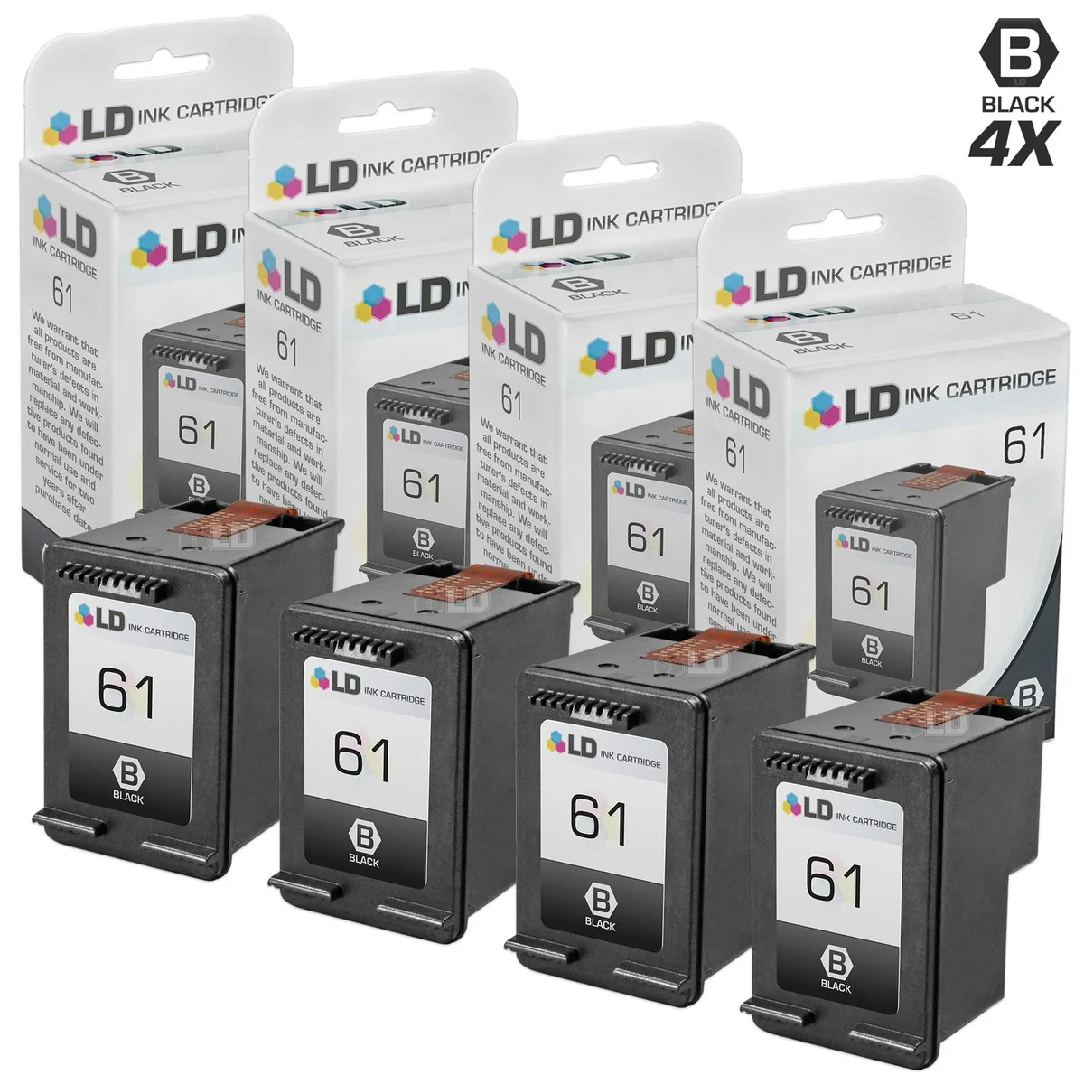 LD Products LD Products HP 61 Black Ink Cartridge 4 Pack — product photo