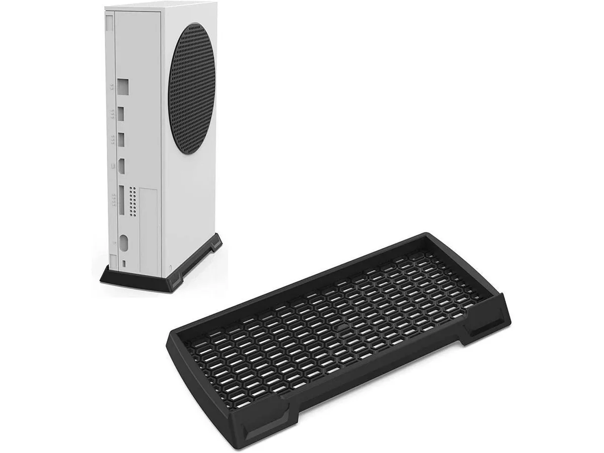 Black vertical stand for Xbox Series S, upright dock shape, matte finish