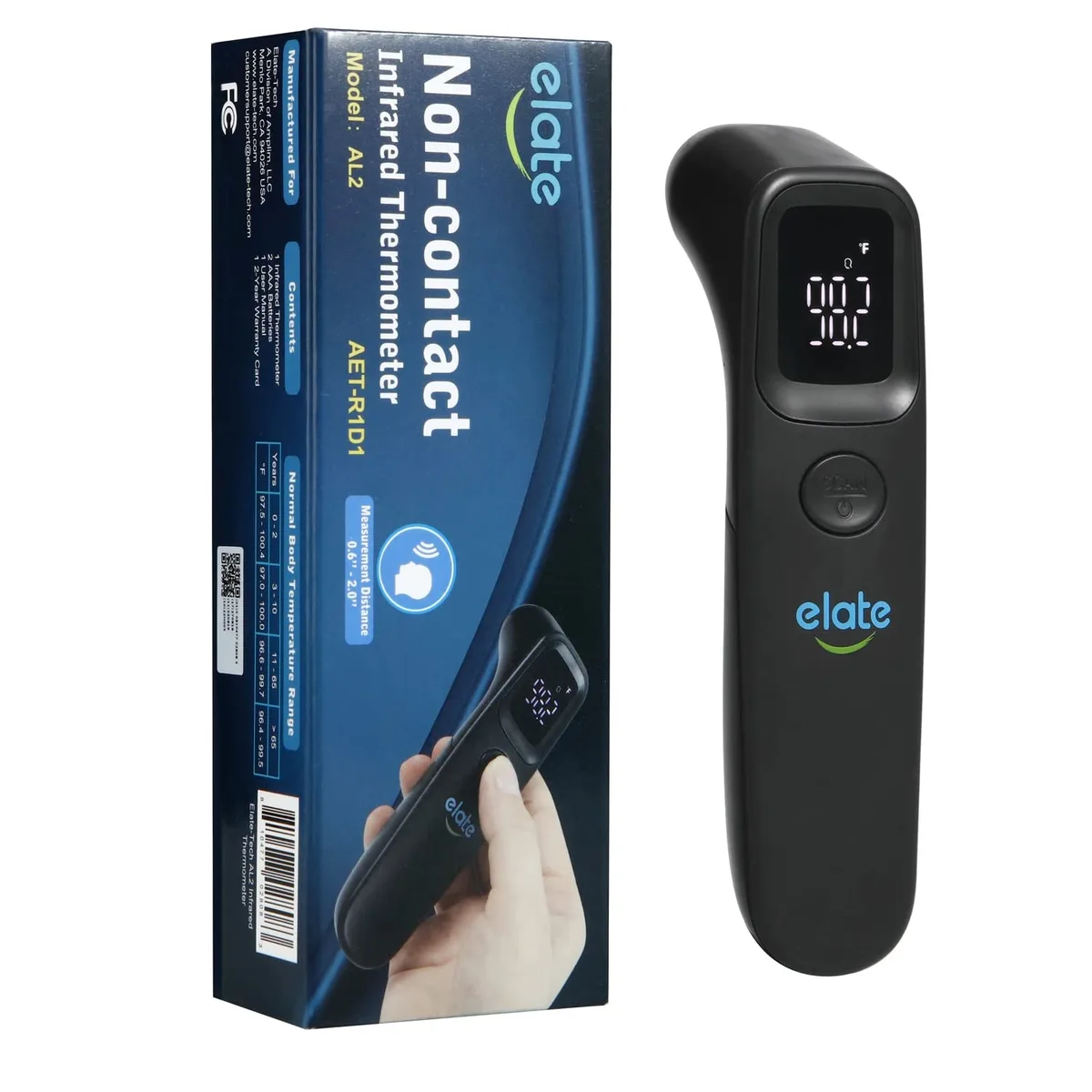 Handheld black infrared forehead thermometer with digital display