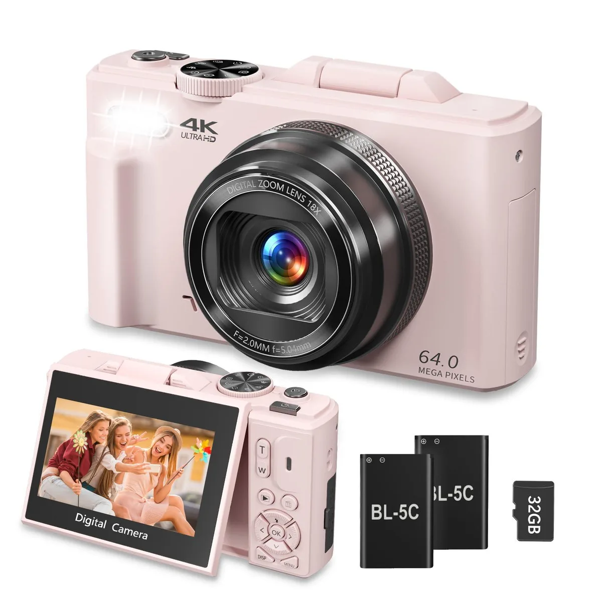  Gavonde L-WD08 64MP 4K Digital Camera Pink — product photo