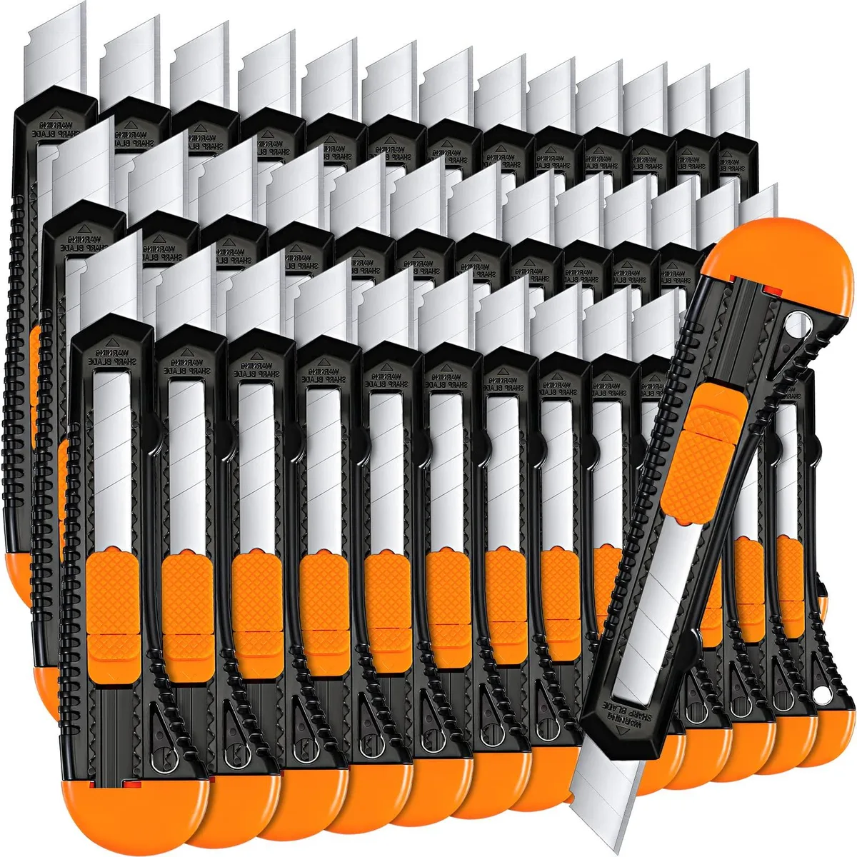  50 Pack Box Cutter Retractable Utility Knife 18mm Wide Blade — product photo