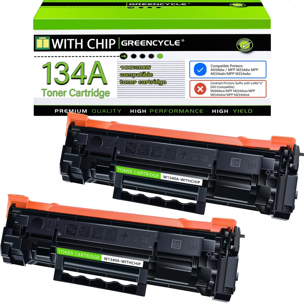 GREENCYCLE GREENCYCLE 134A-CHIP Compatible Toner Cartridge 2 Pack Black 1100 pages — product photo