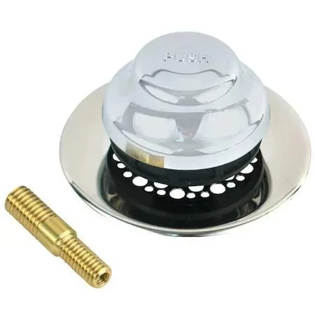 Chrome push-pull bathtub drain stopper with grid strainer