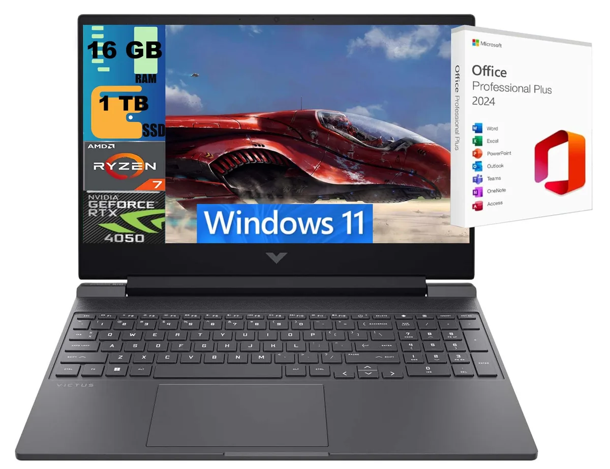 HP HP Victus 15 gaming laptop 15.6 FHD 144 Hz Ryzen 7 7445HS RTX 4050 16GB 1TB — product photo