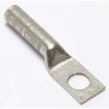 Long barrel copper lug, single hole, white color code, straight tongue, 2.500 length