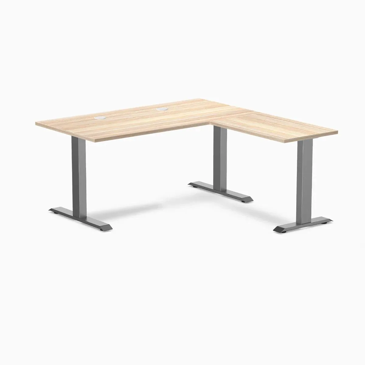 Desky Desky Zero Laminate L-Shape Office Desk Classic Oak 59 x 29.5 x 61 x 19.7 in Space Gray — product photo